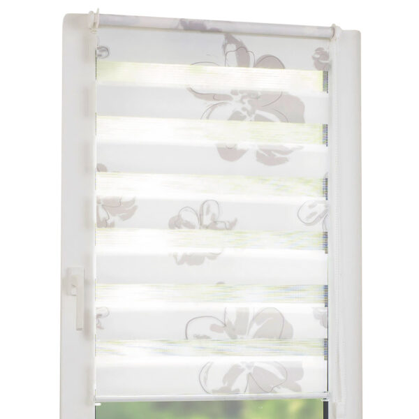 BELLA CASA Vario – Duo – Rollo "Blume", ca. 40 x 150 cm – Weiß mit Motiv