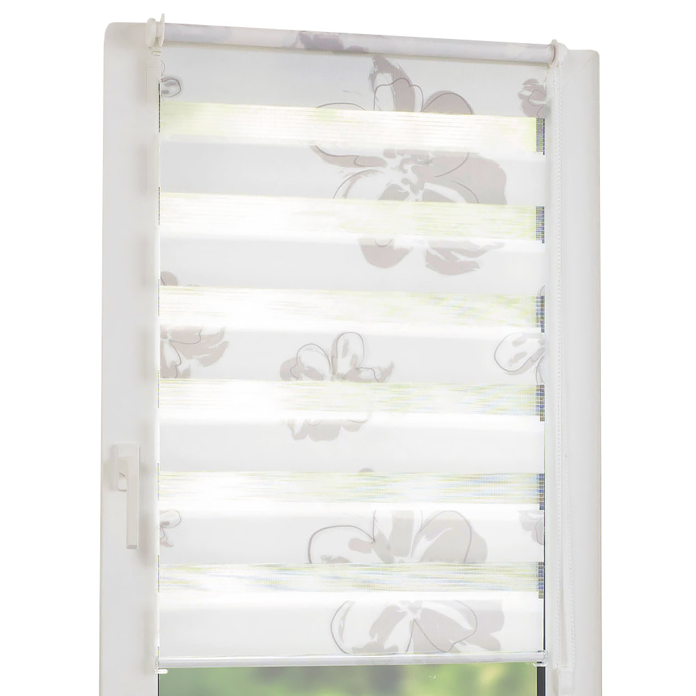 BELLA CASA Vario – Duo – Rollo „Blume“, ca. 40 x 150 cm – Weiß mit Motiv