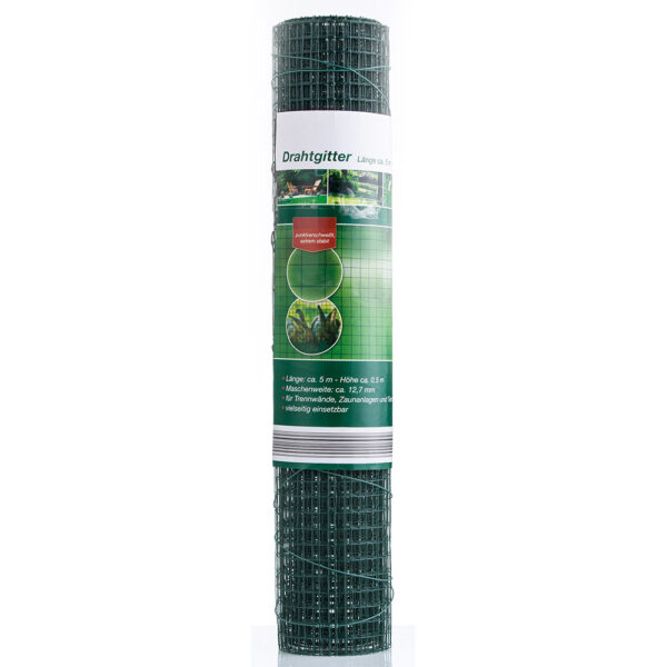 POWERTEC GARDEN Drahtgitter PVC – ummantelt, ca. 5 x 0, 5 m
