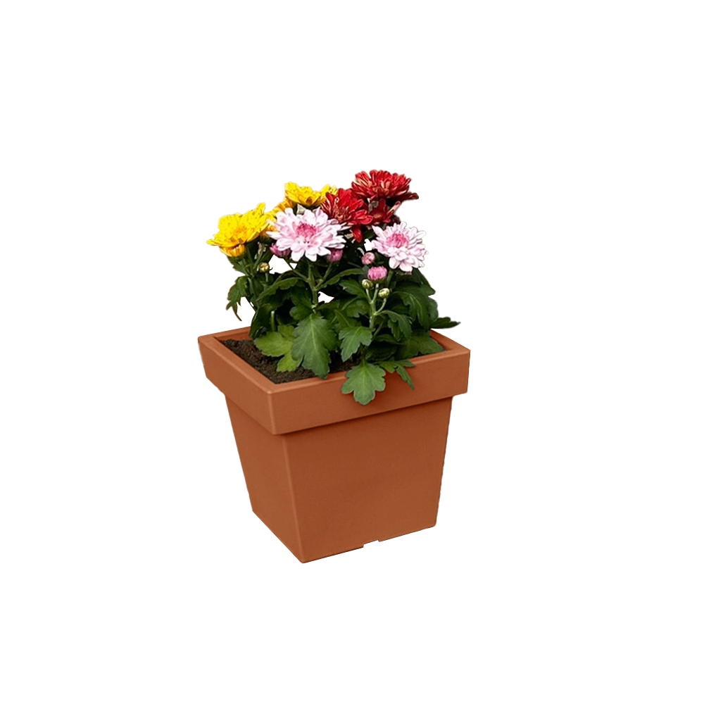 POWERTEC GARDEN Pflanztopf „Vigo“ aus Kunststoff, ca. 4 Liter – eckig – Terrakotta