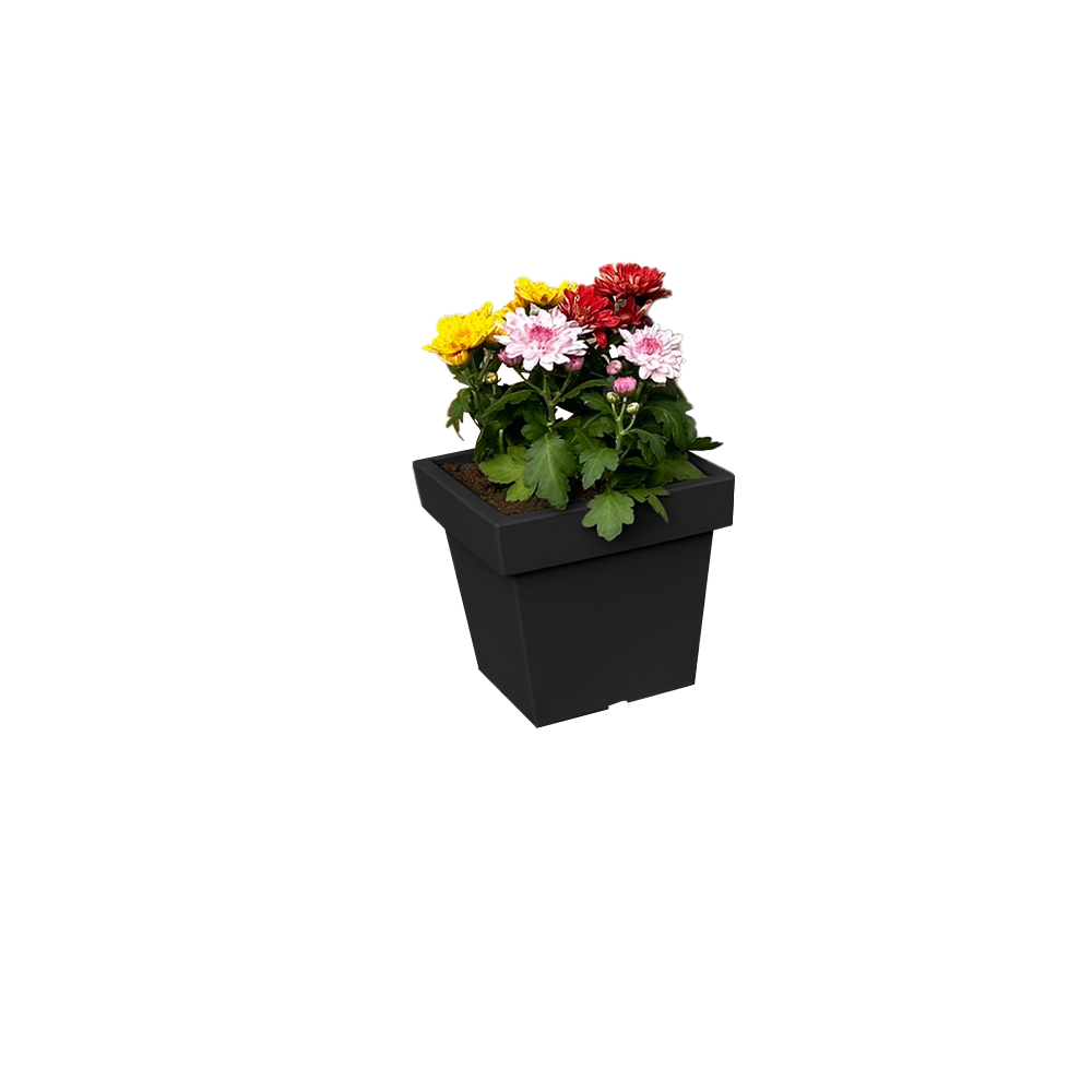 POWERTEC GARDEN Pflanztopf „Vigo“ aus Kunststoff, ca. 4 Liter – eckig – Anthrazit