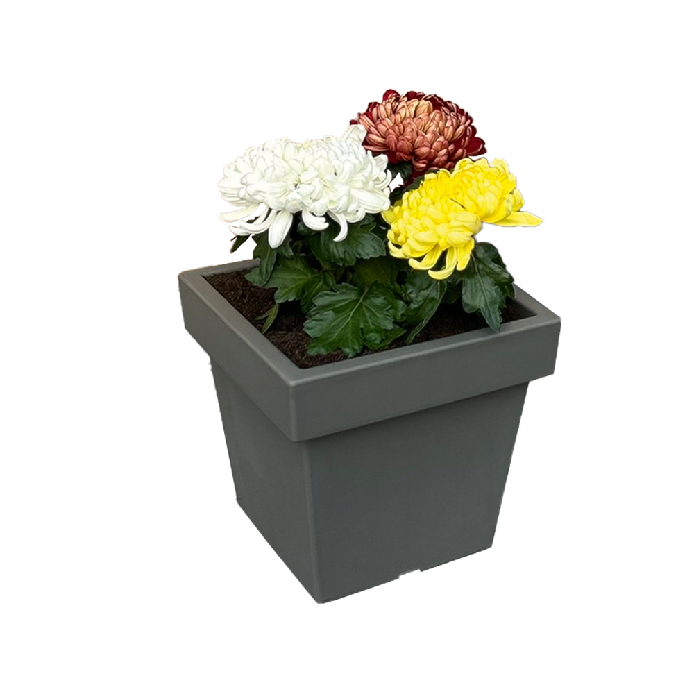 POWERTEC GARDEN Pflanztopf „Vigo“ aus Kunststoff, ca. 7, 5 Liter – eckig – Steingrau