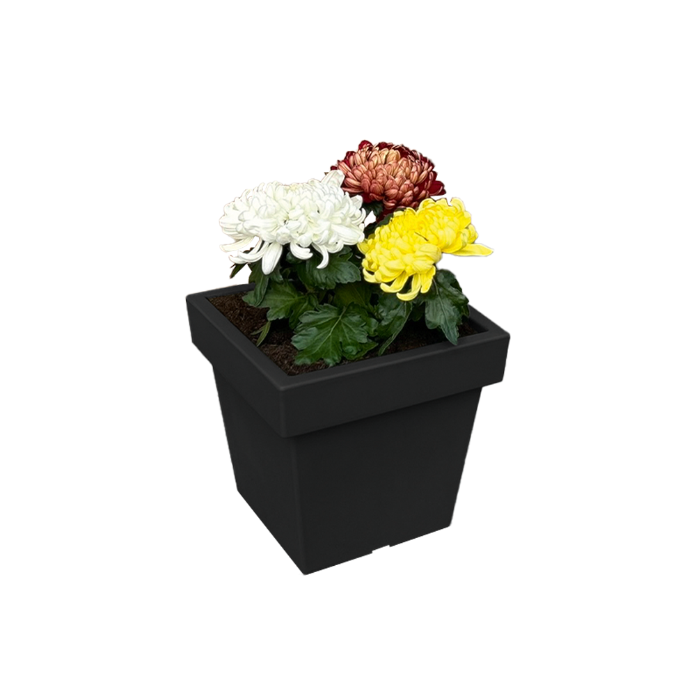 POWERTEC GARDEN Pflanztopf „Vigo“ aus Kunststoff, ca. 7, 5 Liter – eckig – Anthrazit