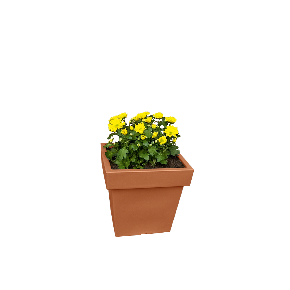 POWERTEC GARDEN Pflanztopf „Vigo“ aus Kunststoff ca. 14 Liter – eckig – Terrakotta