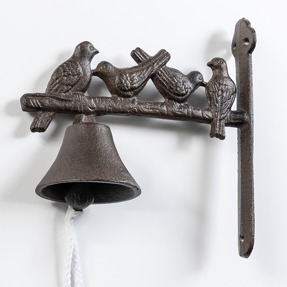 GIARDESSA Traditionelle Gusseisen – Türglocke – mit Vögel, ca. 20 x 20 cm