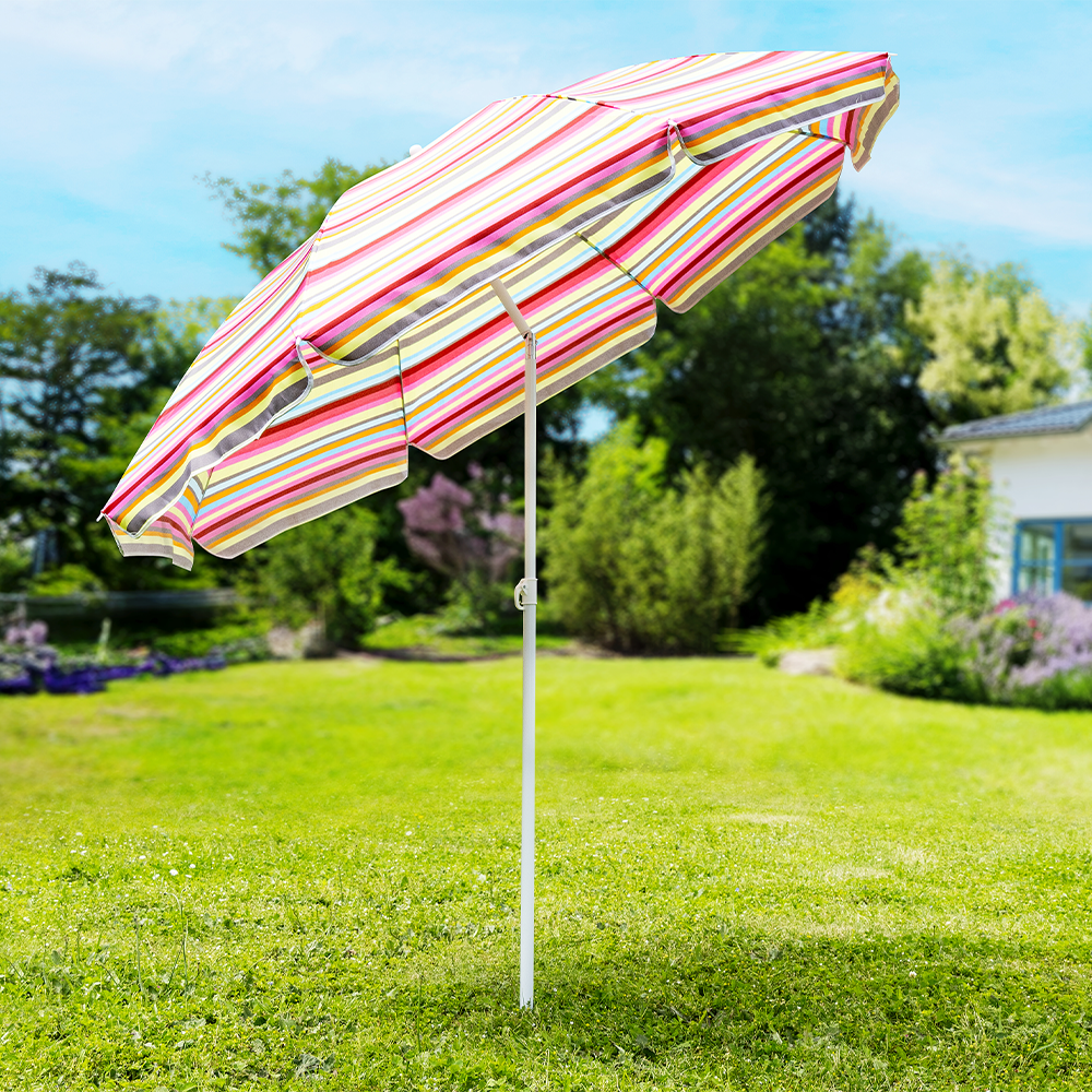 SOLAX-SUNSHINE Strand – / Sonnenschirm Ø 200 cm, rot – pink – gelb – hellblau