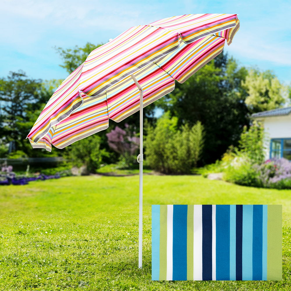 SOLAX-SUNSHINE Strand – / Sonnenschirm Ø 200 cm, grün – weiß – blau – lila