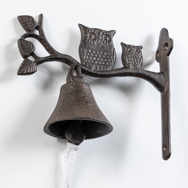 GIARDESSA Traditionelle Gusseisen – Türglocke – mit Eulen, ca. 18 x 16 cm