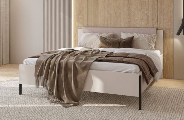 OTTO home Bett Jukon, mit gepolstertem Kopfteil, Füße aus Metall, modernes Design (3 Breiten:100cm, 160cm und 180cm), in drei Größen, perfekt auch als Jugendbett