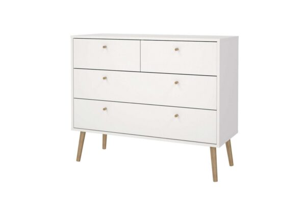 Home affaire Kommode Bodo, Aufbewahrung, Schubladenschrank, Stauraum, modern, Breite 99 cm, 4 Schubladen, Weiß oder Schwarz, Beine und Griffe aus Echtholz