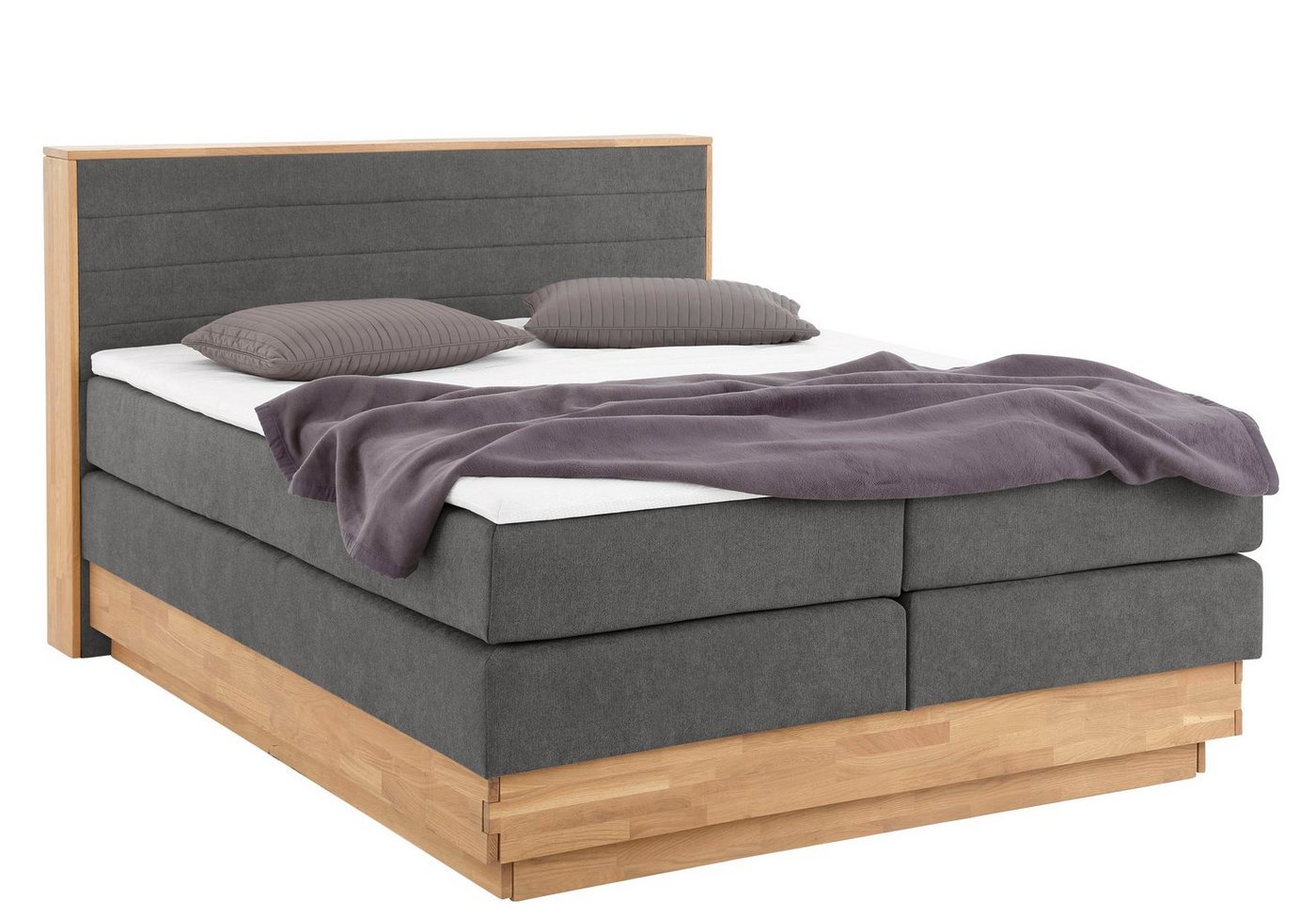 Home affaire Boxspringbett Cavan, Eiche, inkl. Bettkasten & Topper, verschiedene Härtegrade (auch H4)