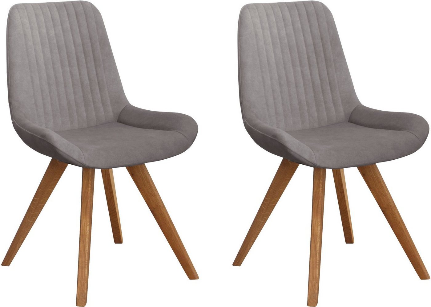 OTTO home Schalenstuhl Bratislava (Set, 2 St), Gestell Eiche massiv geölt, Easy Care-Stoff