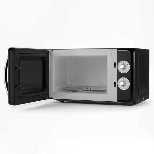 SWEISS Vintage – Mikrowelle MOVI9, 20L Schwarz, 700W, 6 Kochstufen, Auftaufunktion