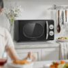 SWEISS Vintage – Mikrowelle MOVI9, 20L Schwarz, 700W, 6 Kochstufen, Auftaufunktion
