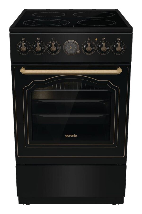 Gorenje Retro-Standherd 50cm mit Glaskeramikkochfeld GECS5B70CLB schwarz B/H/T: ca. 50x85x60 cm Gorenje Retro-Standherd 50cm mit Glaskeramikkochfeld GECS5B70CLB schwarz B/H/T: ca. 50x85x60 cm