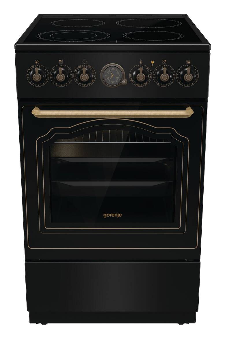 Gorenje Retro-Standherd 50cm mit Glaskeramikkochfeld GECS5B70CLB schwarz B/H/T: ca. 50x85x60 cm