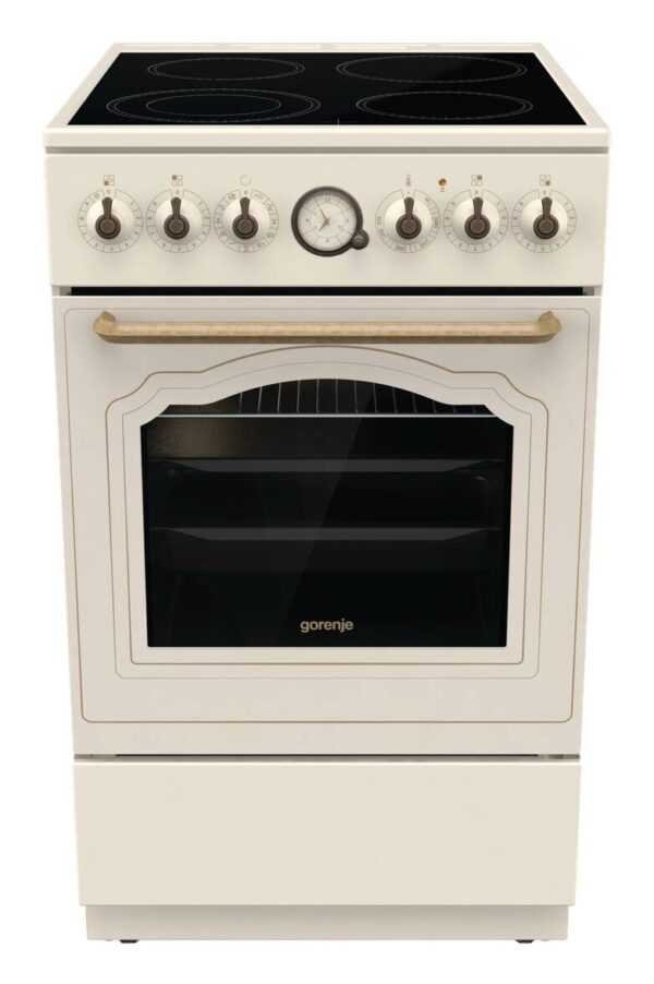 Gorenje Retro-Standherd 50cm mit Glaskeramikkochfeld GECS5B70CLI creme B/H/T: ca. 50x85x59,4 cm