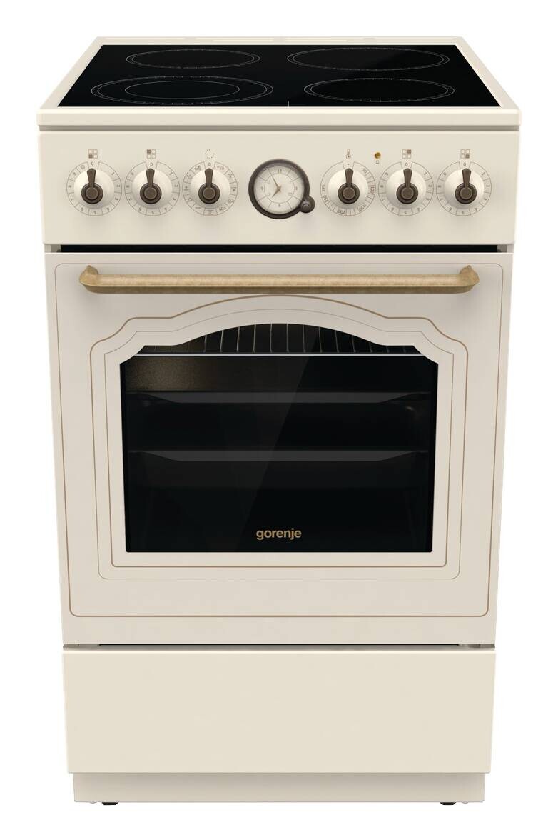 Gorenje Retro-Standherd 50cm mit Glaskeramikkochfeld GECS5B70CLI creme B/H/T: ca. 50x85x59,4 cm