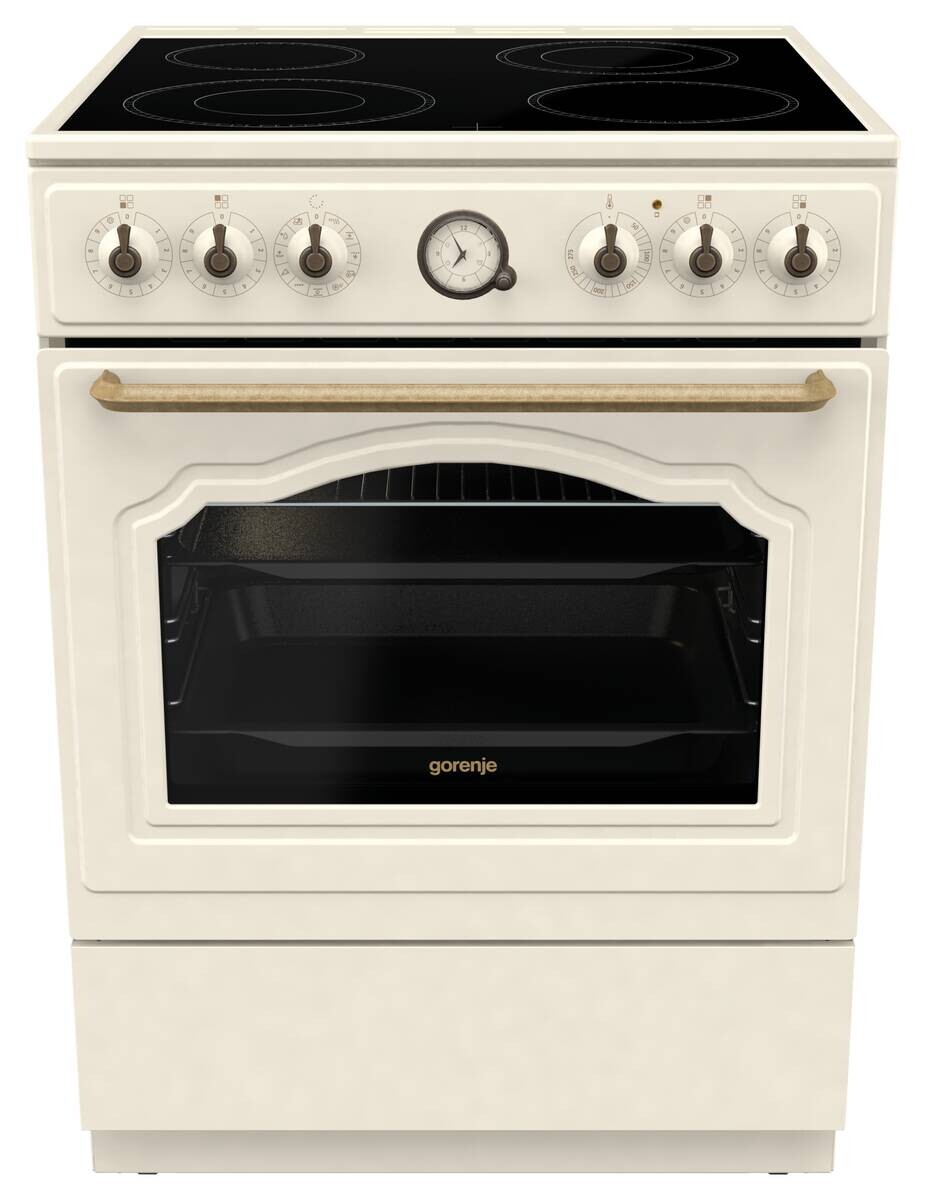 Gorenje Retro-Standherd 60cm mit Glaskeramikkochfeld GECS6B70CLI beige B/H/T: ca. 60x85x60 cm