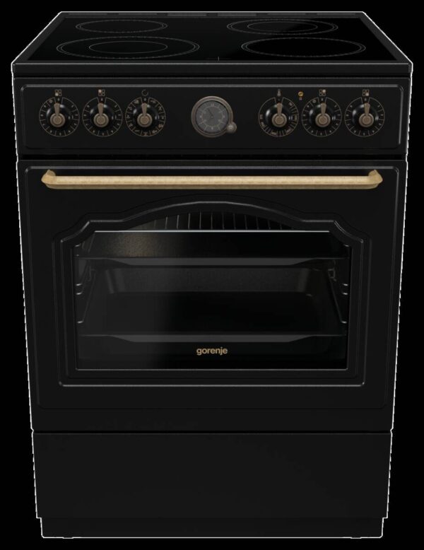 Gorenje Retro-Standherd 60cm mit Glaskeramikkochfeld GECS6B70CLB schwarz B/H/T: ca. 60x85x60 cm