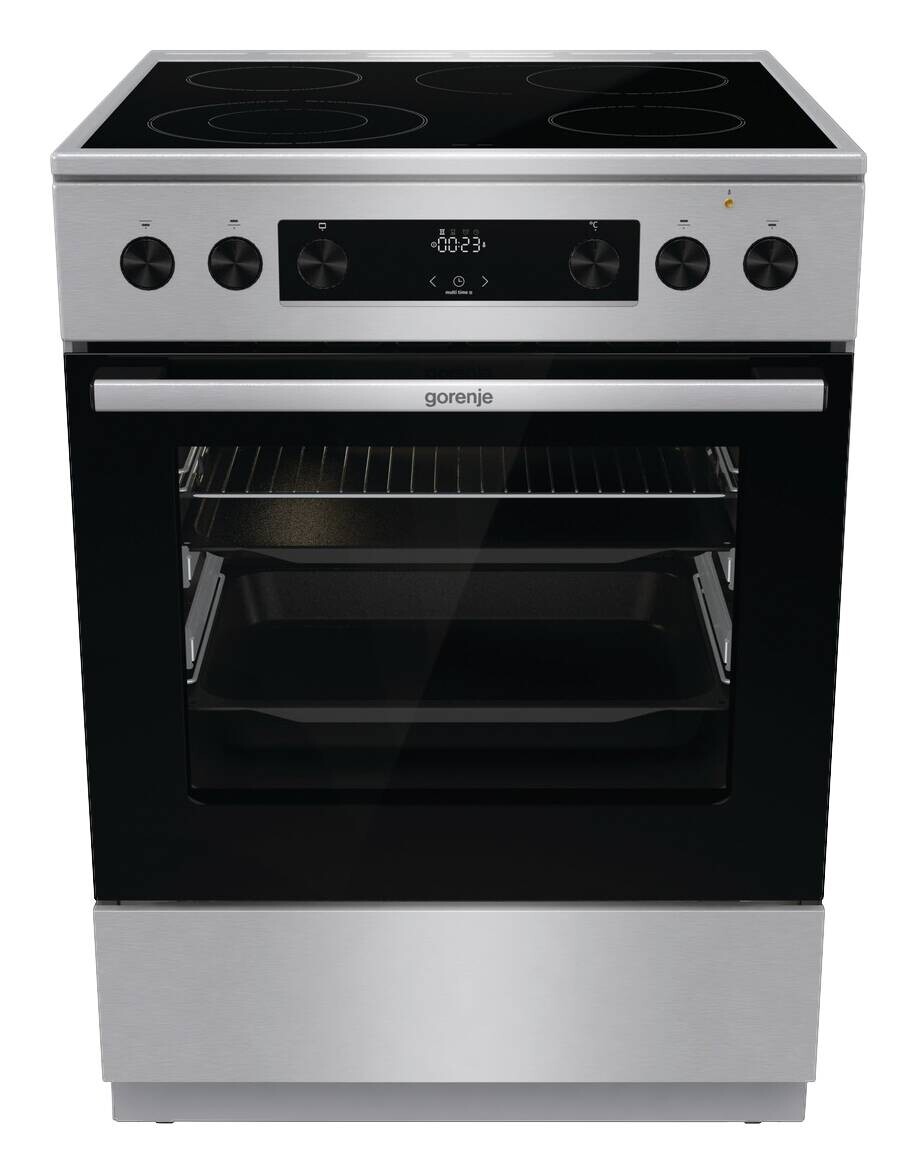 Gorenje Standherd 60cm mit Glaskeramikkochfeld GECS6C70XPA Edelstahloptik B/H/T: ca. 60x85x60 cm