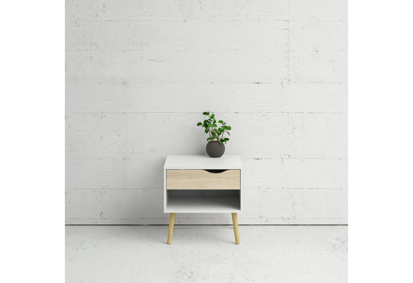 Home affaire Nachttisch Oslo Nachtkommode, Nachtschrank, Beistelltisch, 1 Schublade, 1 offenes Fach, Breite 50 cm, Höhe 50 cm