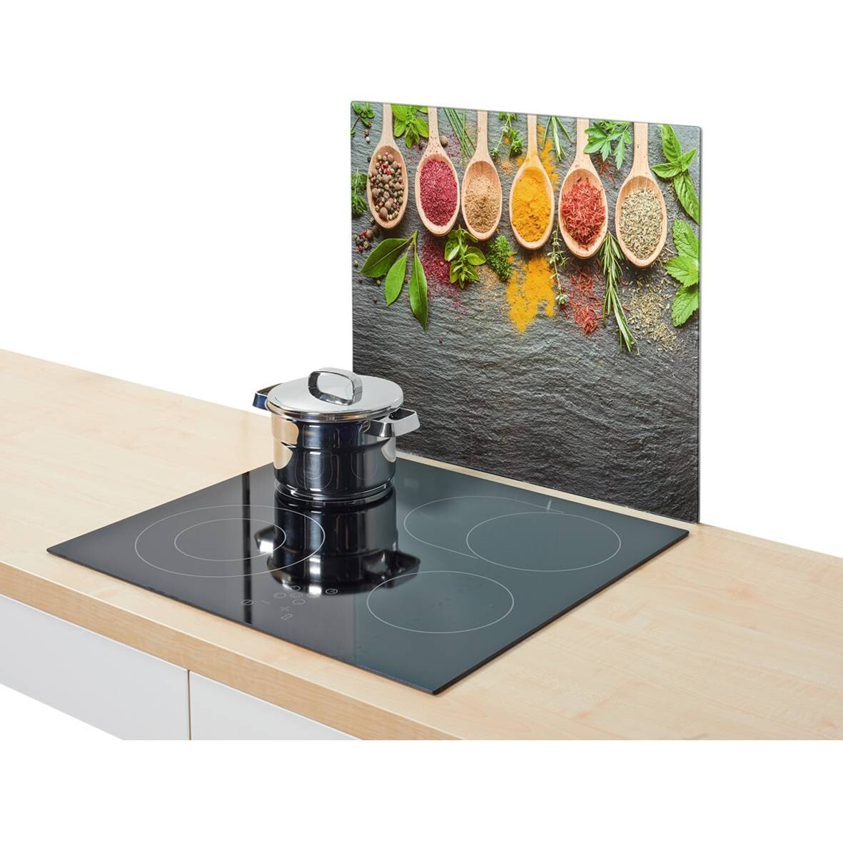 Zeller Herdblende-/Abdeckplatte Spices anthrazit Glas B/H/L: ca. 50x0,8x56 cm