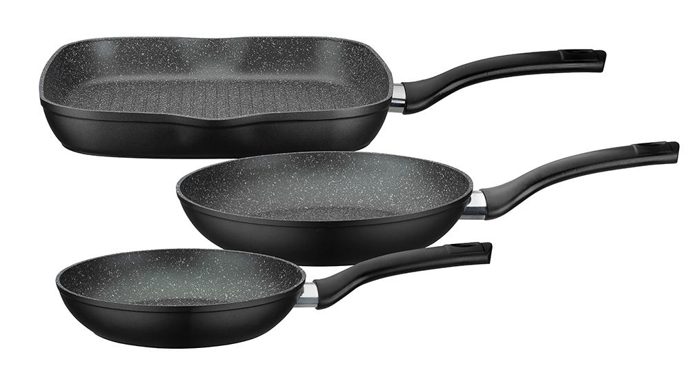 GSW Pfannen – Set Gourmet Granit 3 – tlg. inkl. Grillpfanne
