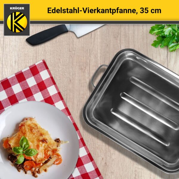 Karl Krüger Edelstahl Vierkantpfanne 35 x 25 x 6 cm
