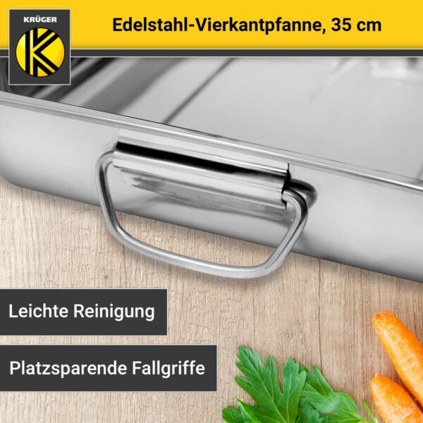Karl Krüger Edelstahl Vierkantpfanne 35 x 25 x 6 cm