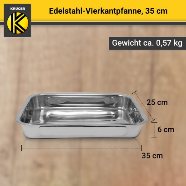Karl Krüger Edelstahl Vierkantpfanne 35 x 25 x 6 cm