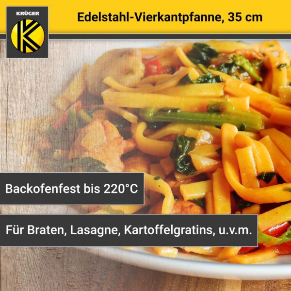 Karl Krüger Edelstahl Vierkantpfanne 35 x 25 x 6 cm