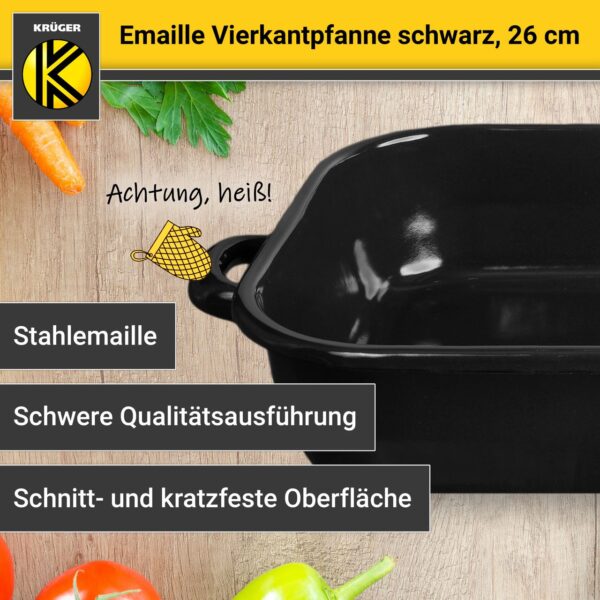 4006776006860-4 Karl Krüger Emaillierte Vierkantpfanne schwarz, 26 cm