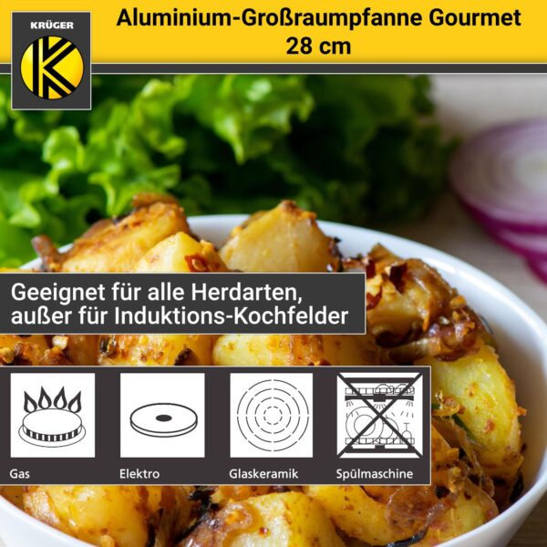 Karl Krüger Aluminium Pfanne "Gourmet" mit Glasdeckel, 28 cm