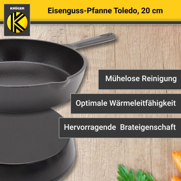 Karl Krüger KRÜGER Eisenguss Pfanne Toledo Ø 20 cm – hohe Wärmespeicherung