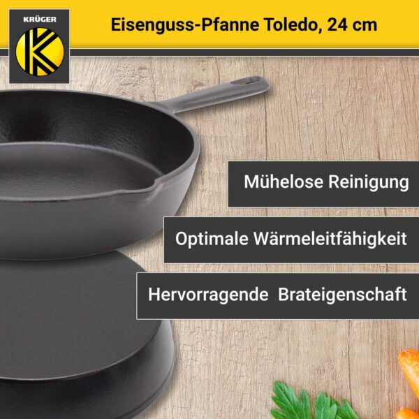 4006776118518-2 Karl Krüger KRÜGER Eisenguss Pfanne Savanna Ø 24 cm – hohe Wärmespeicherung