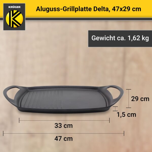 4006776118891-3 Karl Krüger Aluguss Grillplatte DELTA, 47 x 29 cm