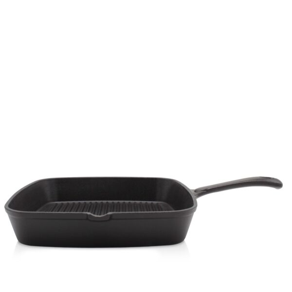 Karl Krüger KRÜGER Eisenguss Grillpfanne Toledo 28 x 28 cm – geriffelt mit zwei Ausgüssen