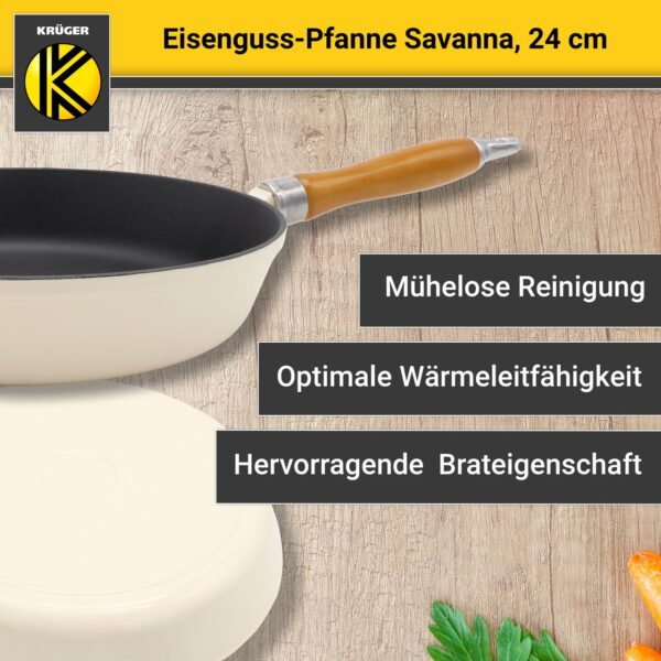 4006776121921-2 Karl Krüger KRÜGER Eisenguss Pfanne Savanna Ø 24 cm – hohe Wärmespeicherung