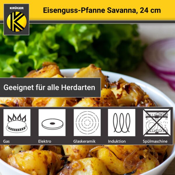 4006776121921-8 Karl Krüger KRÜGER Eisenguss Pfanne Savanna Ø 24 cm – hohe Wärmespeicherung