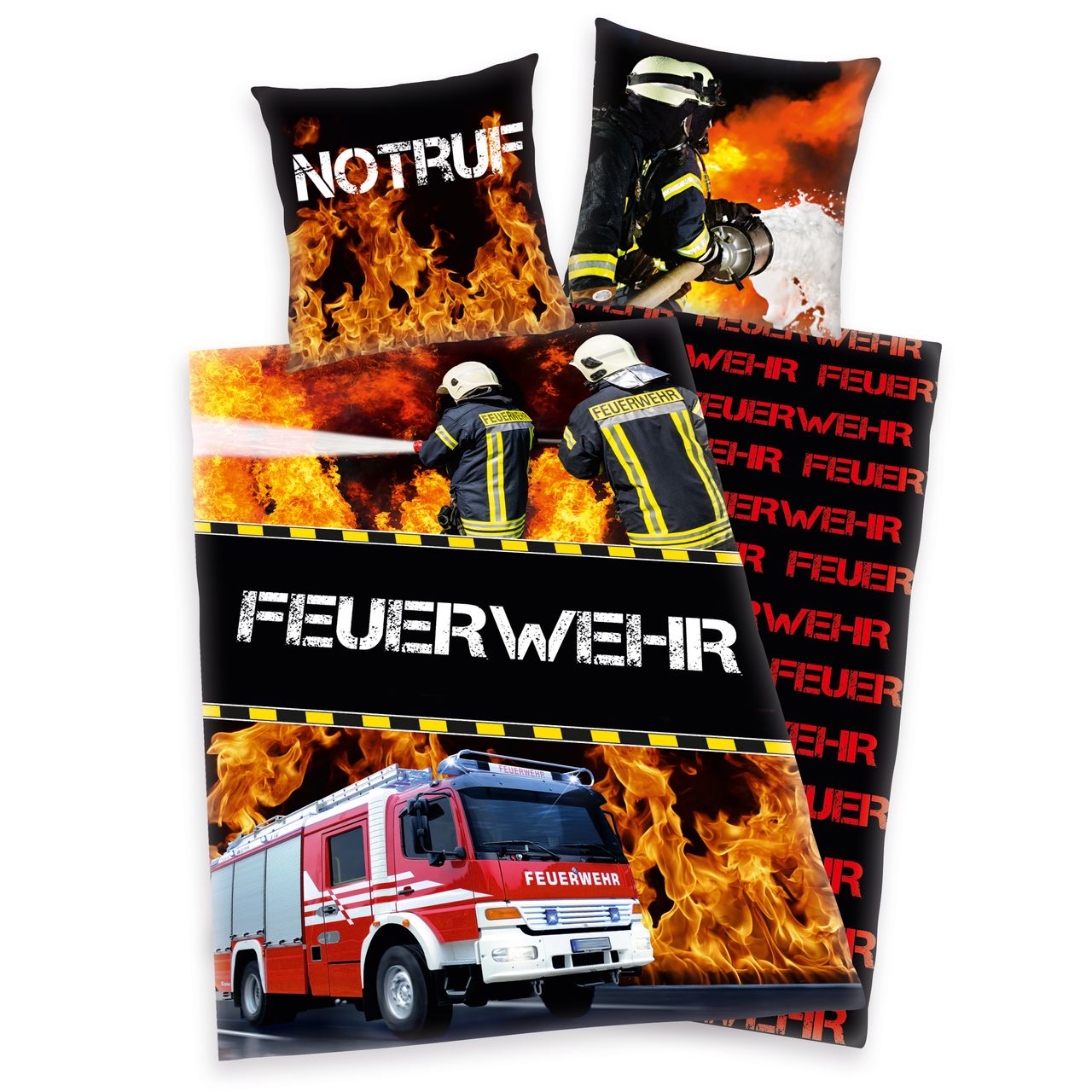 Herding Feuerwehr Bettwäsche Größe 80×80 + 135×200 cm