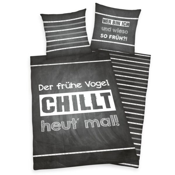 Herding Sprüche Bettwäsche Größe 80x80 + 135x200 cm