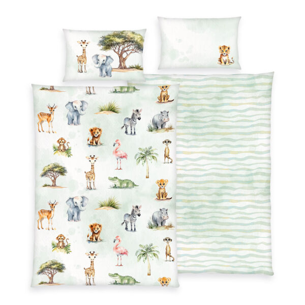 Herding Safari Flanell – Bettwäsche "Made in green" Größe 40x60 + 100x135 cm
