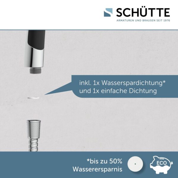 Schütte Handbrause BROADWAY, Duschkopf mit 5 Strahlarten in Chrom/Schwarz