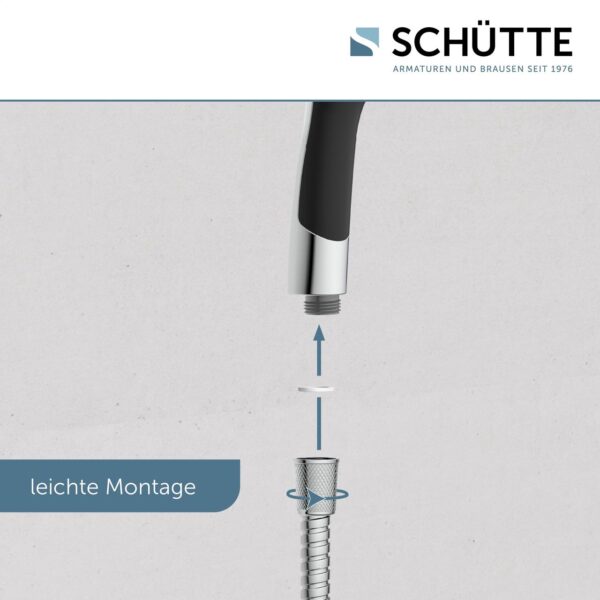Schütte Handbrause BROADWAY, Duschkopf mit 5 Strahlarten in Chrom/Schwarz