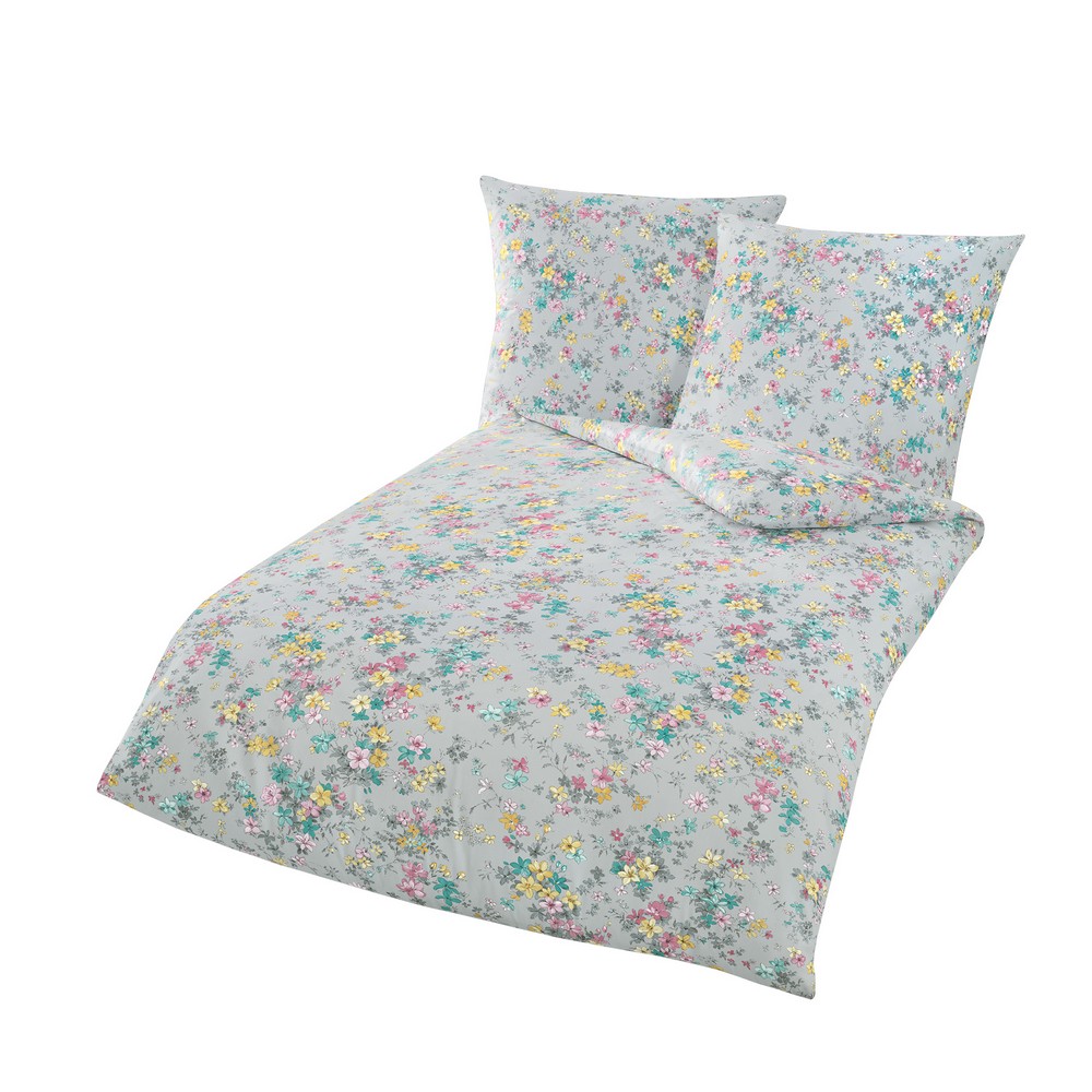 DREAMTEX Mako – Satin Bettwäsche, ca. 135 x 200 cm – Flowers Bunt