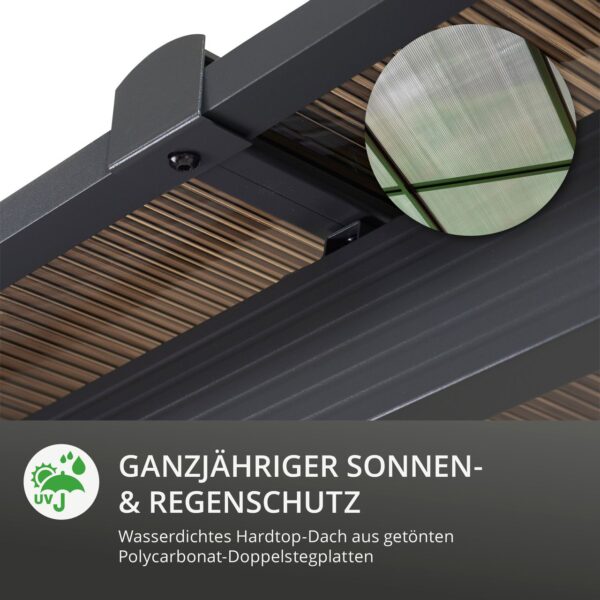 4009266876226-3 LECO Terrassenüberdachung Melanie mit Seitenteilen – ca. 400 x 300 x 266 cm, Anthrazit