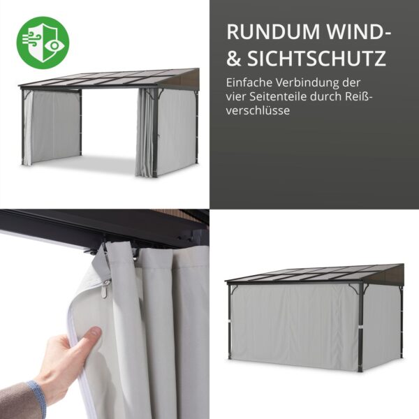 4009266876226-4 LECO Terrassenüberdachung Melanie mit Seitenteilen – ca. 400 x 300 x 266 cm, Anthrazit