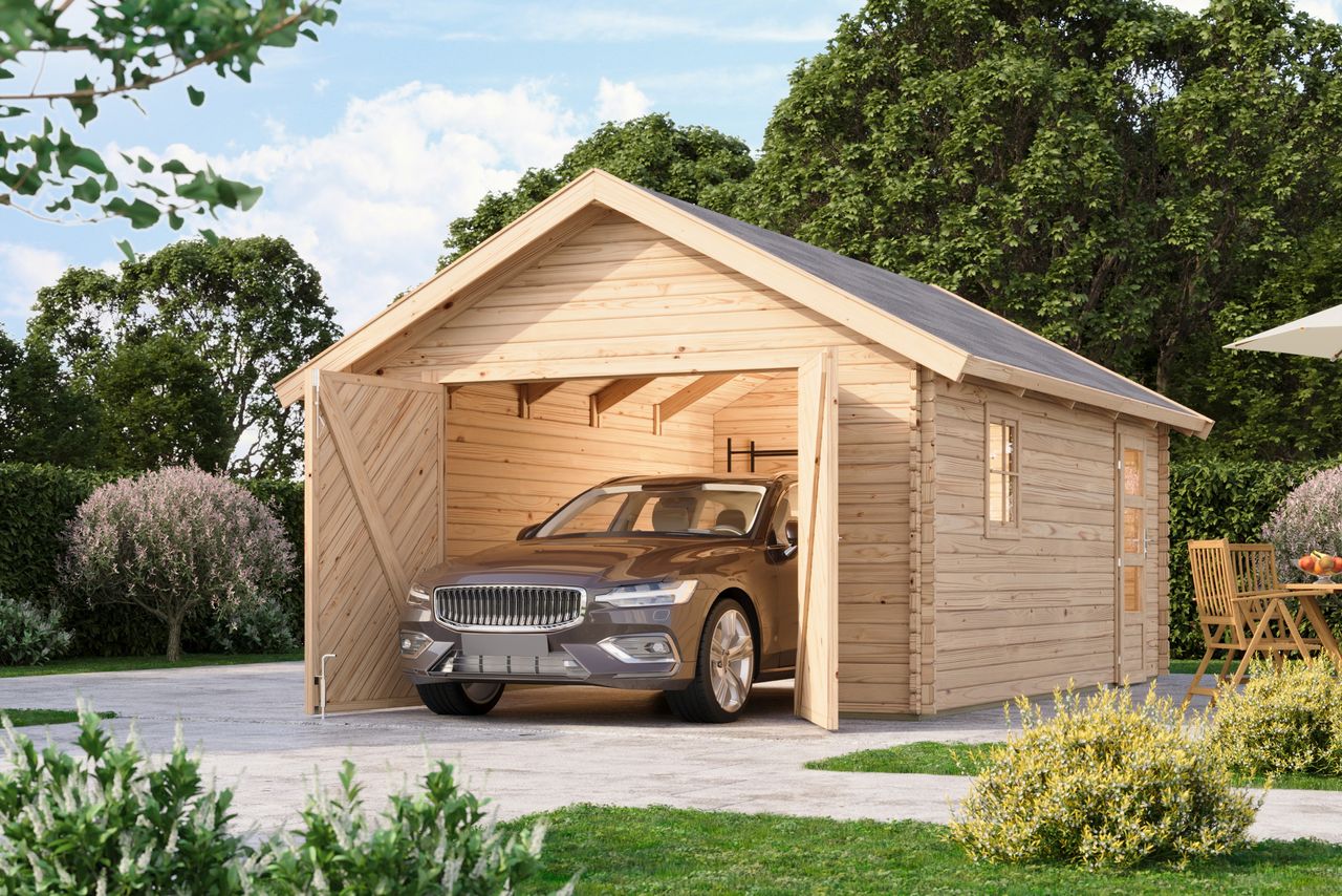 Karibu Blockhausgarage 38 mm ohne Schindeln