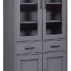 Vitrine Forenzo grau lackiert Holz B/H/L: ca. 38,4x190x90 cm Vitrine Forenzo grau lackiert Holz B/H/L: ca. 38,4x190x90 cm